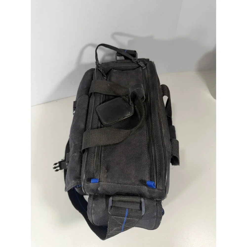 ProSpec Camera Bag Black Canvas Multi Compartment Shoulder Gear Case Blue Lining